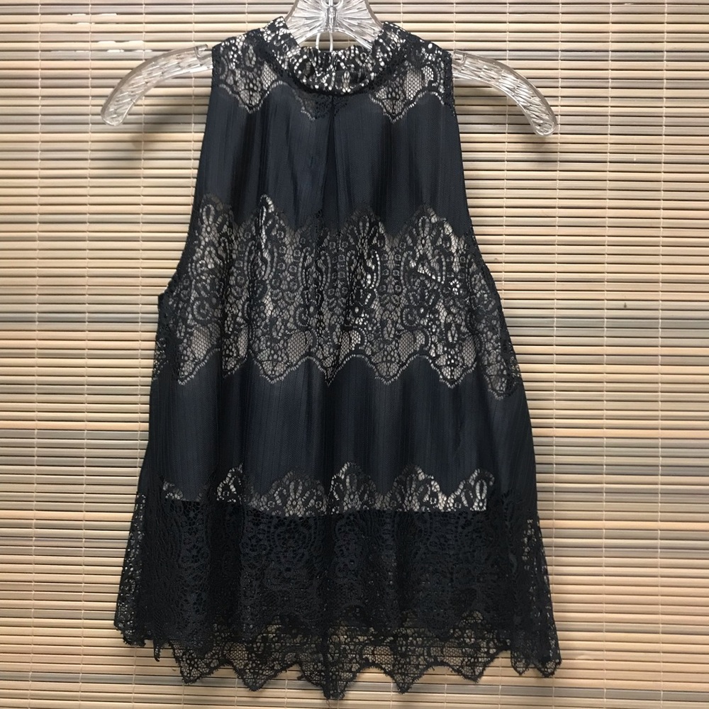Black Lace Sleeveless Top